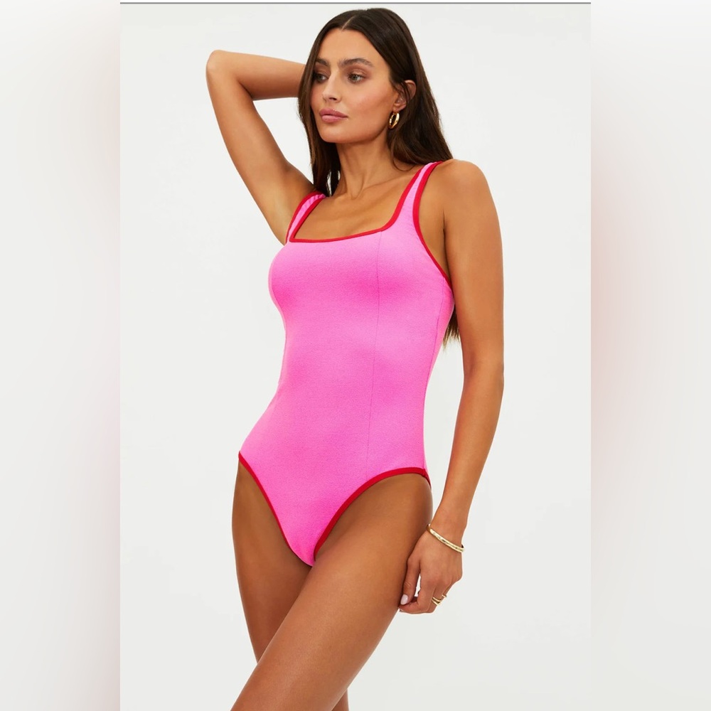 Beach Riot Caia One Piece Swimsuit in Electric Pink; Size: Medium